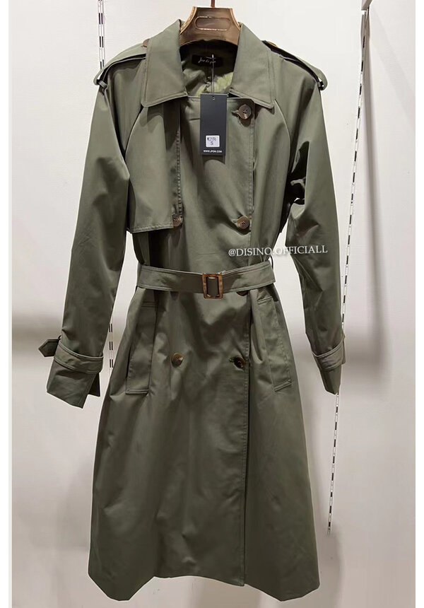 KHAKI GREEN - 'JALINA' - PREMIUM QUALITY TRENCH COAT