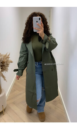 KHAKI GREEN - 'JALINA' - PREMIUM QUALITY TRENCH COAT