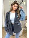 BLUE - 'ZENDAYA BLAZER' - PREMIUM QUALITY HALF DENIM HALF BLAZER JACKET