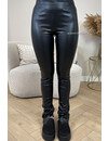 BLACK - 'LEATHER NOELLE' - HIGH WAIST VEGAN LEATHER SIDE SPLIT PANTS