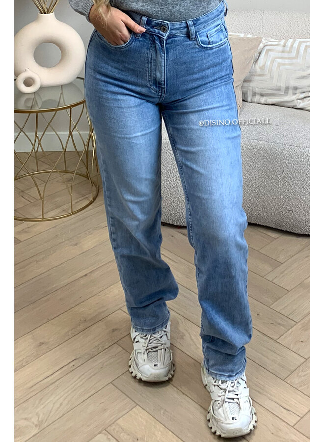 QUEEN HEART JEANS - BLUE - 'HOUSTON' - STRETCH STRAIGHT LEG JEANS - 1042