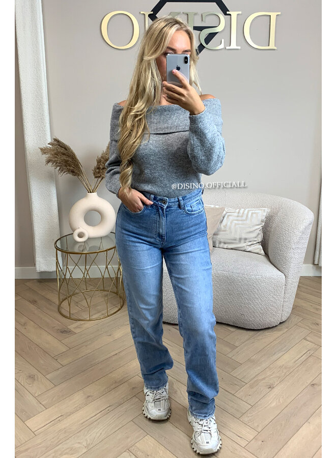 QUEEN HEART JEANS - BLUE - 'HOUSTON' - STRETCH STRAIGHT LEG JEANS - 1042