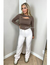 TAUPE - 'MARLEY TOP' - TRAVEL QUALITY LONG SLEEVE TOP