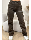 CHOCO - 'BAILEY CARGO JEANS' - SUPER STRETCH CARGO STRAIGHT LEG JEANS