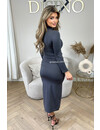 GREY - 'ZOEY DRESS' - CLASSY CUT-OUT LONG SLEEVE DRESS