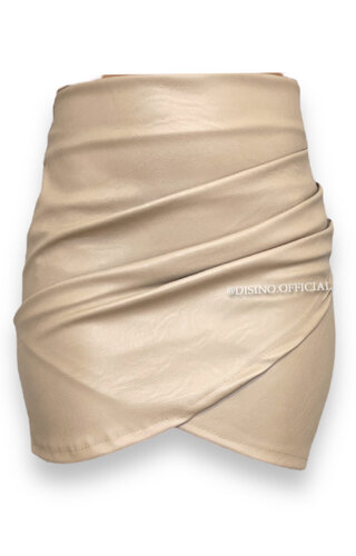 NUDE - 'SELMA SKIRT' - RUCHED VEGAN LEATHER SKIRT NUDE - 'SELMA SKIRT' - RUCHED VEGAN LEATHER SKIRT