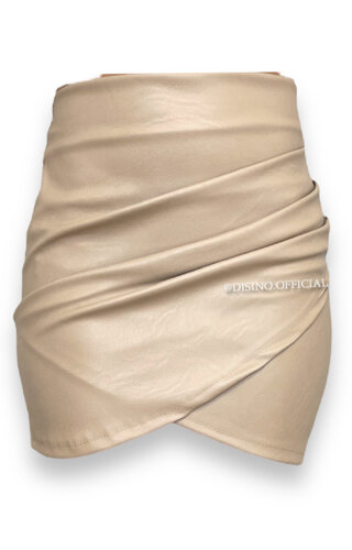 NUDE - 'SELMA SKIRT' - RUCHED VEGAN LEATHER SKIRT 