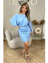 LIGHT BLUE - 'MARIANN DRESS' - SUPER SOFT WING SLEEVE DRESS