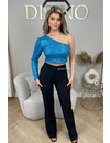 LIGHT BLUE - 'NORA' - SPARKLE ONE ARM ALL OVER SEQUIN TOP