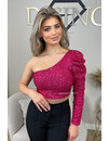 BERRY - 'NORA' - SPARKLE ONE ARM ALL OVER SEQUIN TOP