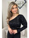 BLACK - 'NORA' - SPARKLE ONE ARM ALL OVER SEQUIN TOP