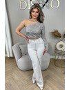 BEIGE - 'NORA' - SPARKLE ONE ARM ALL OVER SEQUIN TOP