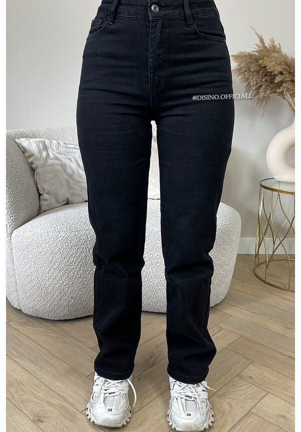 BLACK - 'CALIFORNIA' - PERFECT FIT STRETCH HIGH WAIST STRAIGHT LEG JEANS