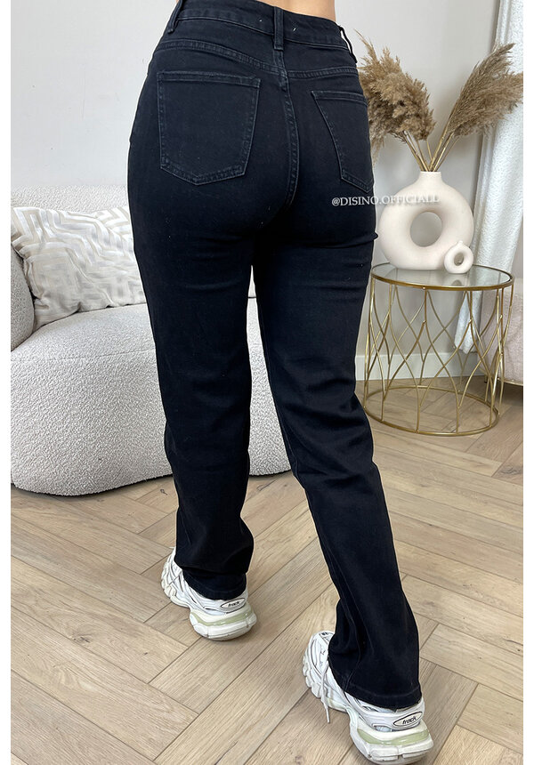 BLACK - 'CALIFORNIA' - PERFECT FIT STRETCH HIGH WAIST STRAIGHT LEG JEANS