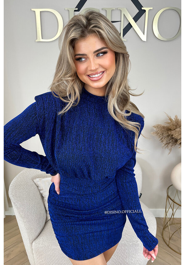 BLUE - 'EZRA DRESS' - LONG SLEEVE SPARKLE DRESS