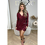 WINE RED - 'NYLA' - OVERLAY LONG SLEEVE SEQUIN DRESS