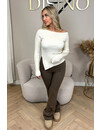 CREME - 'LILLY TOP' - ASSYMETRIC RIBBED TOP