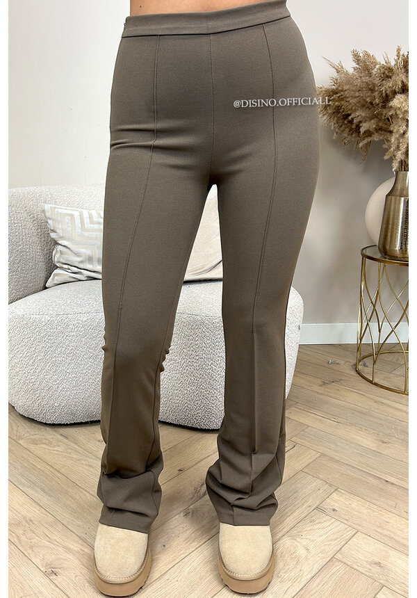 TAUPE - 'NORAH PANTALON' - PERFECT EXTRA HIGH WAIST FLARED PANTS