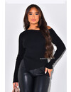 BLACK - 'LILLY TOP' - ASSYMETRIC RIBBED TOP