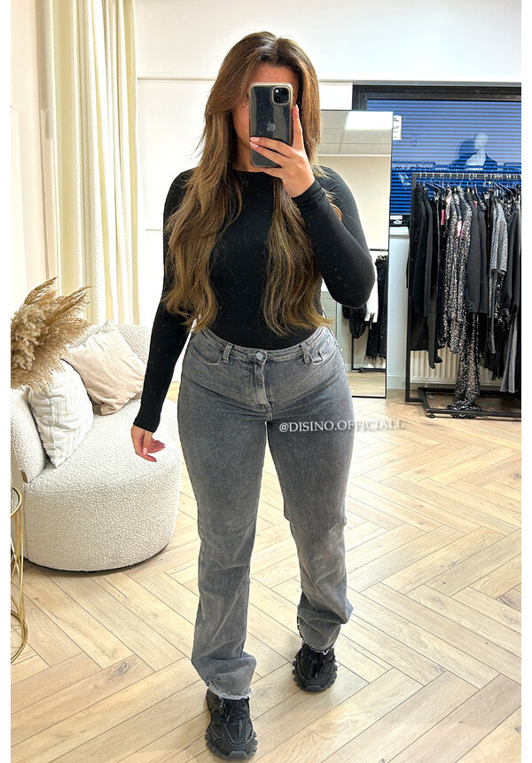 GREY - 'BEVERLY' - EXTRA LONG SUPER STRETCH STRAIGHT LEG JEANS