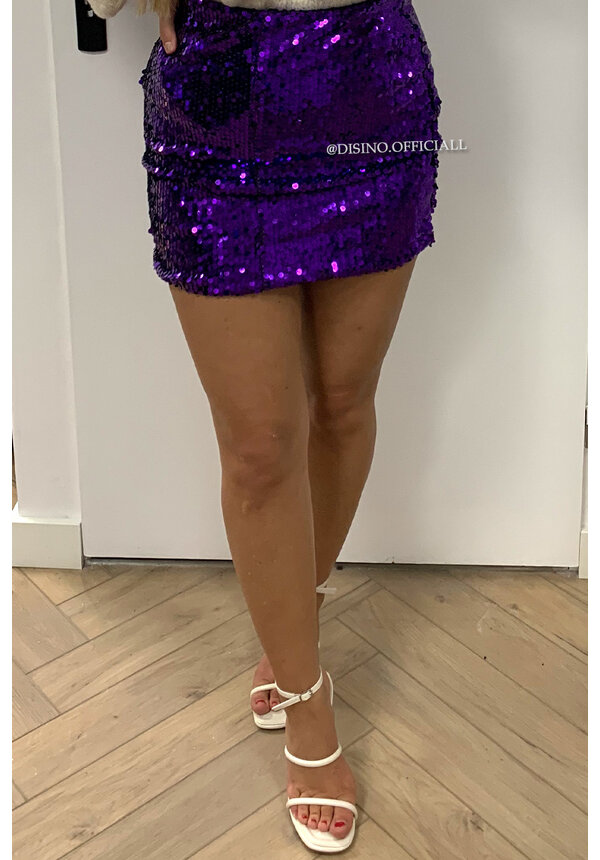 PURPLE - 'AZELIA SKIRT' - ALL OVER STRETCH SEQUIN SKIRT