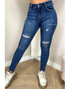 REDIAL - BLUE - PERFECT HIGH WAIST RIPPED SKINNY JEANS - 8008