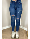 REDIAL - BLUE - PERFECT HIGH WAIST RIPPED SKINNY JEANS - 8008