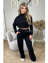 BLACK - 'EVI SET' - PREMIUM QUALITY WIDE LEG TWO PIECE SET