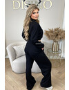 BLACK - 'EVI SET' - PREMIUM QUALITY WIDE LEG TWO PIECE SET