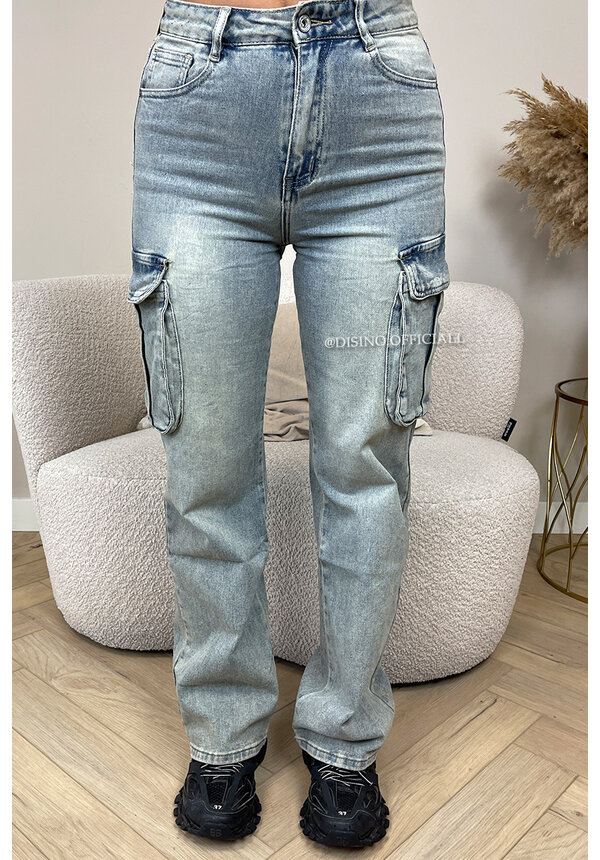 ACID WASH - 'KELLY CARGO JEANS' - SUPER STRETCH CARGO JEANS