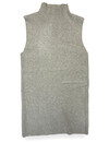 TAUPE - 'VOYEL' - TURTLE NECK SLEEVELESS RIBBED TOP