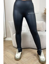 MAT BLACK - 'LEATHER CINDY' - HIGH WAIST LEGGINGS WITH SIDE SPLIT