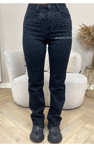 BLACK - 'SWAROVSKI JEANS' - SUPER STRETCH STRAIGHT LEG JEANS WITH DIAMONDS 