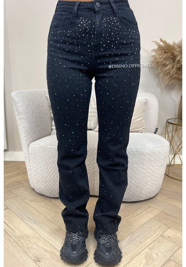 BLACK - 'SWAROVSKI JEANS' - SUPER STRETCH STRAIGHT LEG JEANS WITH DIAMONDS