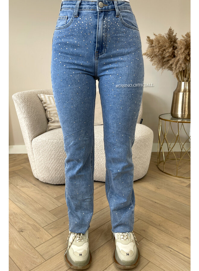 BLUE - 'SWAROVSKI JEANS' - SUPER STRETCH STRAIGHT LEG JEANS WITH DIAMONDS