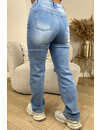 LIGHT BLUE - 'DENVER' - HIGH WAIST DESTROYED STRAIGHT LEG JEANS - 137