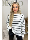 BLACK - 'MORGAN' - EXTRA OVERSIZED STRIPED KNIT SWEATER