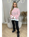 RED - 'MORGAN' - EXTRA OVERSIZED STRIPED KNIT SWEATER