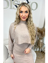 TAUPE - 'LILIANN' - PREMIUM QUALITY OVERSIZED CROP SWEATER + DRESS SET