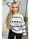 BEIGE - 'EMMA KNIT' - OVERSIZED ALL OVER HEARTS KNITTED SWEATER