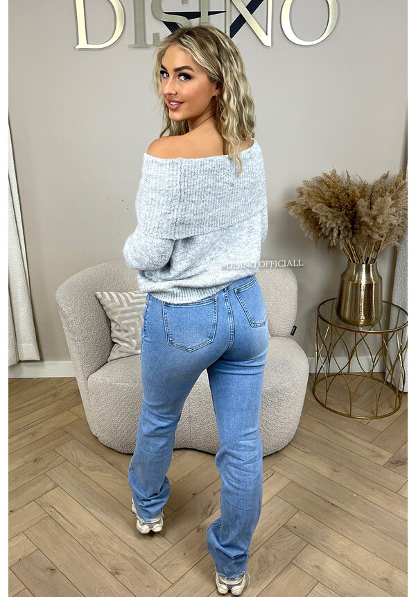 GREY - 'MILOU' - PREMIUM QUALITY OFF SHOULDER KNIT