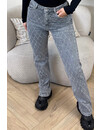 GREY - 'DIAMONDS JEANS' - EXCLUSIVE STRETCH STRAIGHT LEG JEANS