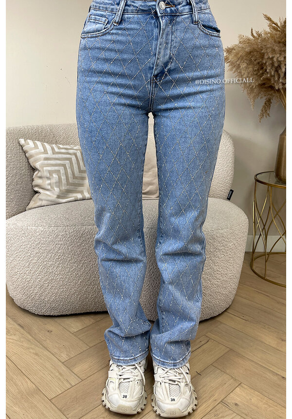 LIGHT BLUE - 'DIAMONDS JEANS' - EXCLUSIVE STRETCH STRAIGHT LEG JEANS