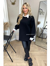 BLACK - 'AMELEE' - PREMIUM OVERSIZED FLEECE CUTE COLLAR SWEATER