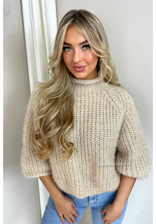 BEIGE - 'INDY' - SUPER SOFT FLUFFY KNIT