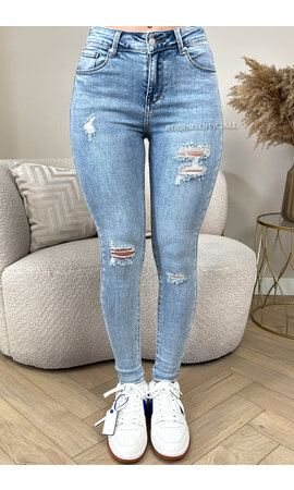 BLUE - SUPER PERFECT HIGH WAIST RIPPED SKINNY JEANS - 5277