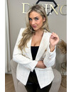 BEIGE - 'DENISE' - PREMIUM QUALITY GOLD BUTTON TWEED BLAZER