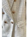 BEIGE - 'DENISE' - PREMIUM QUALITY GOLD BUTTON TWEED BLAZER