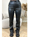 BLACK - 'MILA LEATHER' - HIGH WAIST VEGAN LEATHER STRAIGHT LEG PANTS