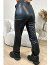 BLACK - 'MILA LEATHER' - HIGH WAIST VEGAN LEATHER STRAIGHT LEG PANTS